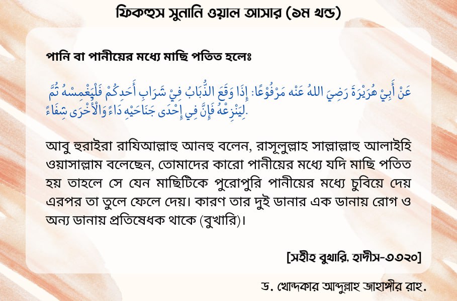 পানি বা পানীয়ের মধ্যে মাছি পতিত হলে